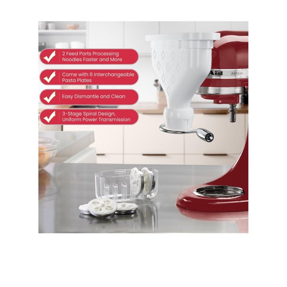 Pasta Maker Attachment for Kitchenaid Stand Mixer, Pasta Attachments with 2 Feed